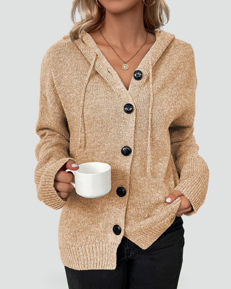 Gilet à capuche en maille boutonnée — Amielle Paris