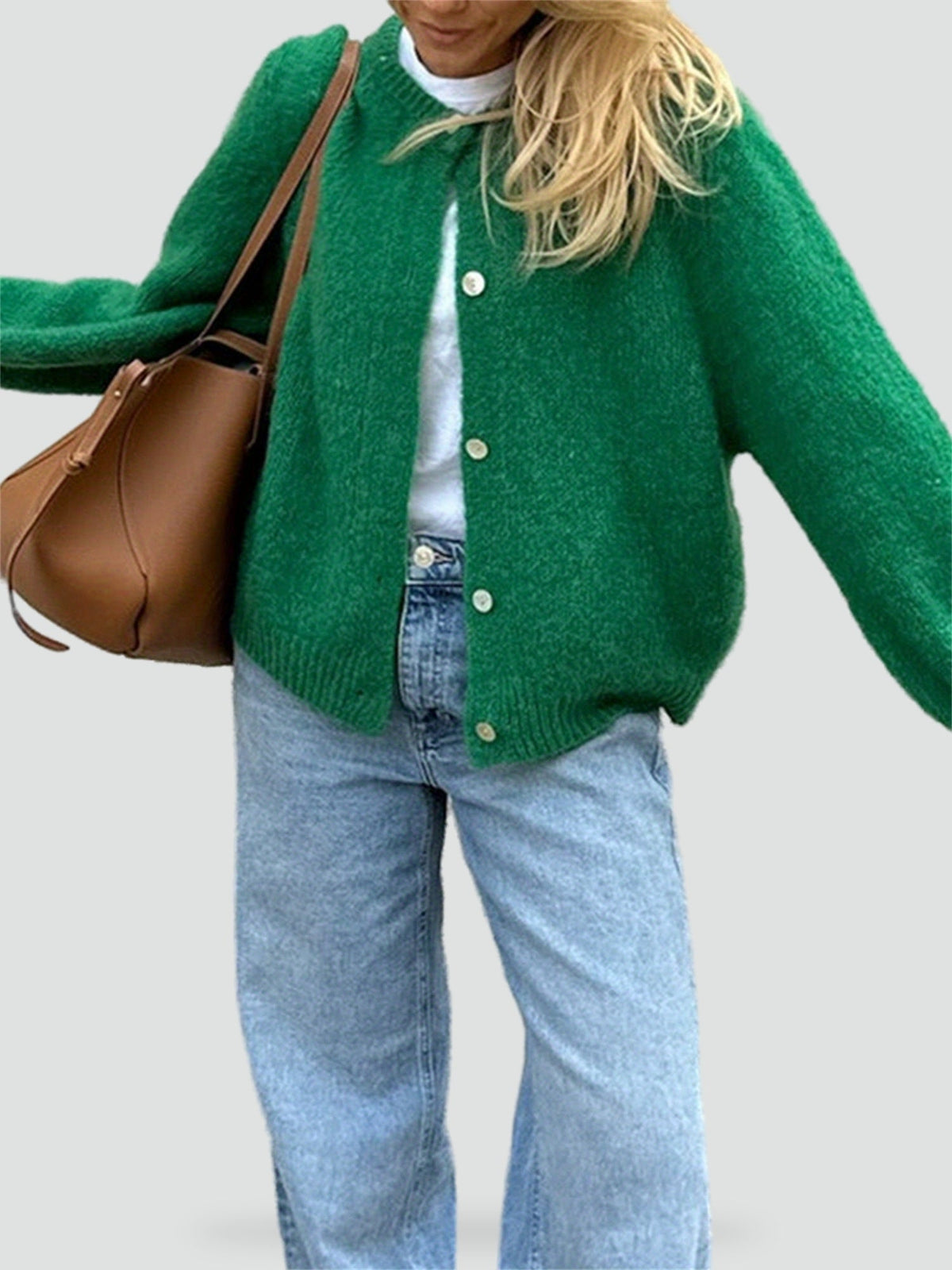 Gilet en maille boutonné à encolure ronde — Amielle Paris