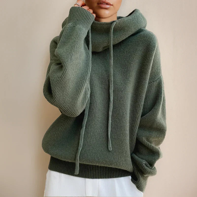 Aurora — Pull ample en laine à capuche — Amielle Paris