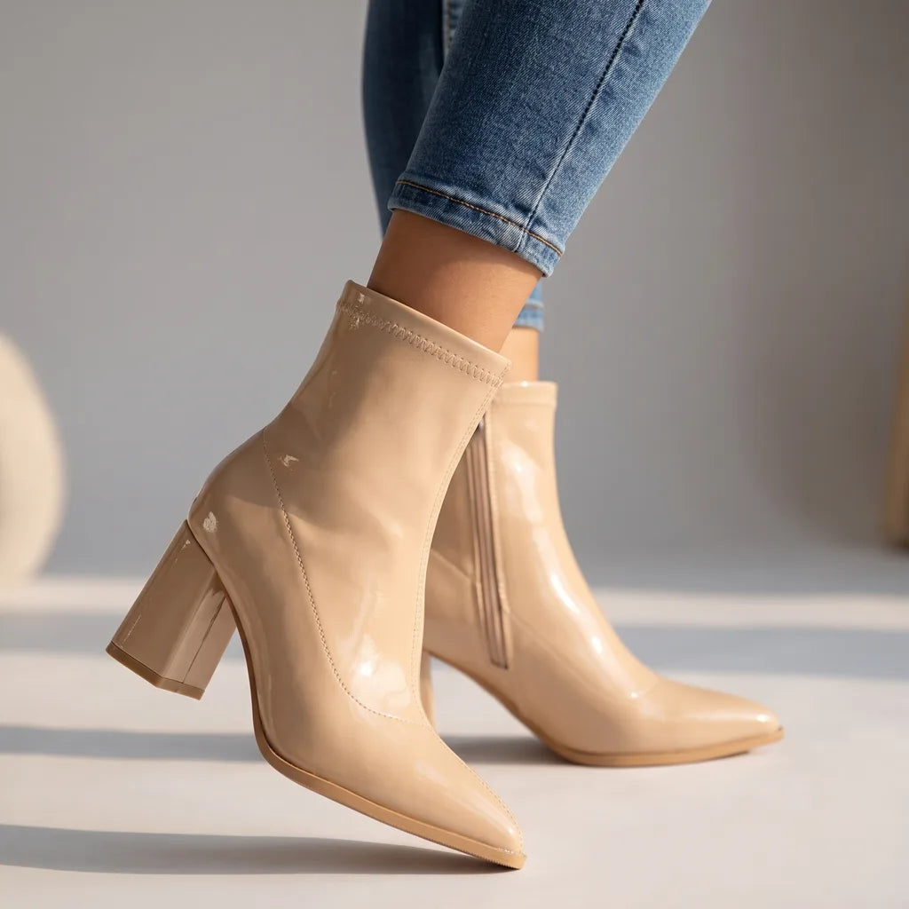 Camille | Bottines vernies à talon bloc