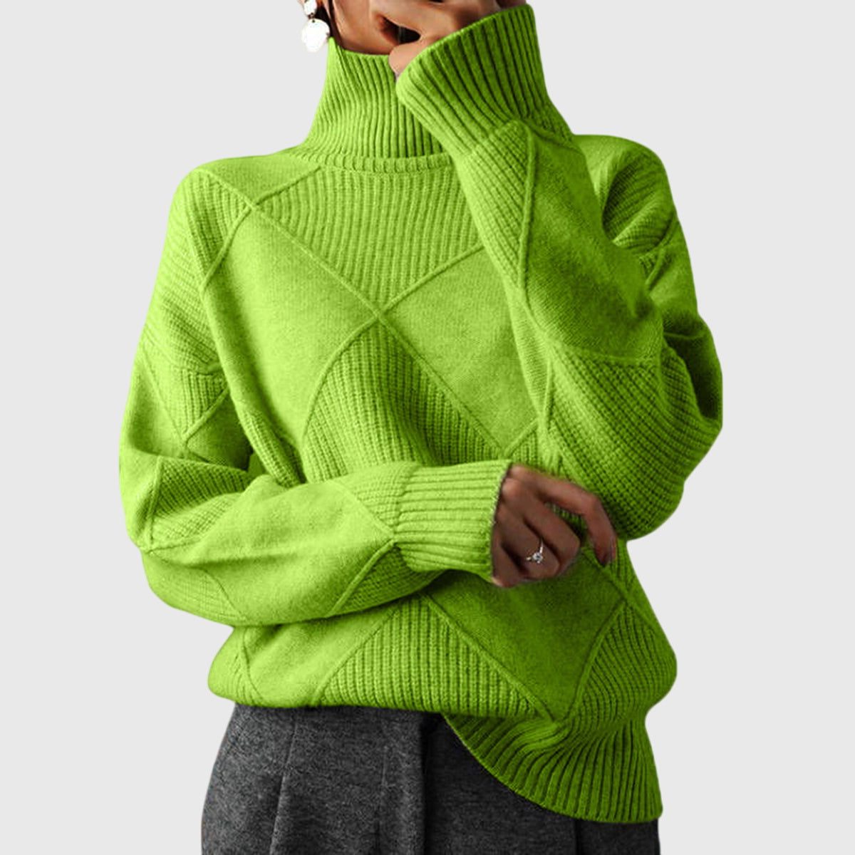 Pull côtelé à col roulé et manches longues — Amielle Paris