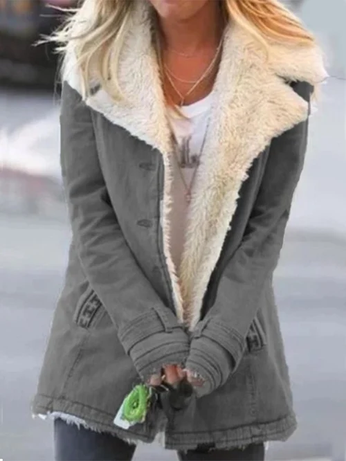 Veste utilitaire boutonnée à doublure effet mouton — Amielle Paris