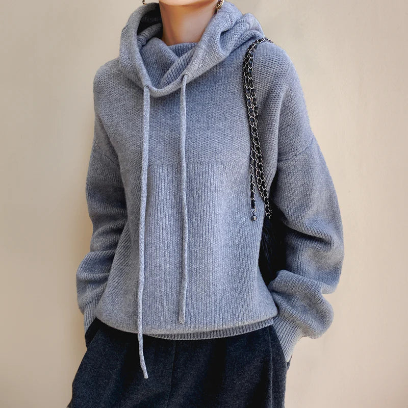Aurora — Pull ample en laine à capuche — Amielle Paris