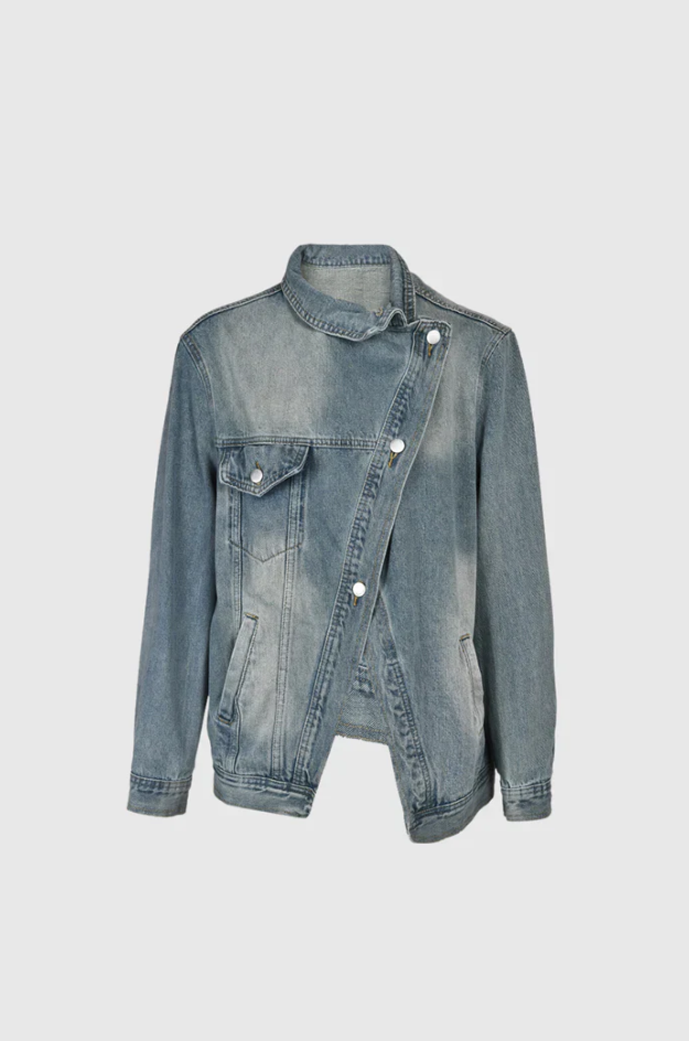 Veste ample en jean délavé à col montant — Amielle Paris