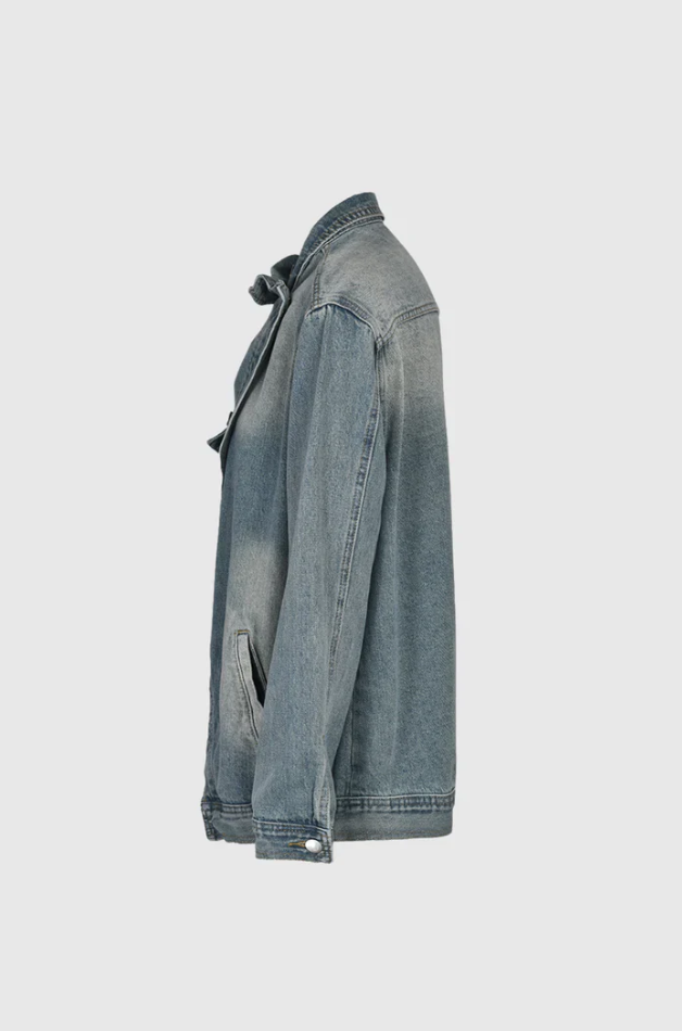 Veste ample en jean délavé à col montant — Amielle Paris