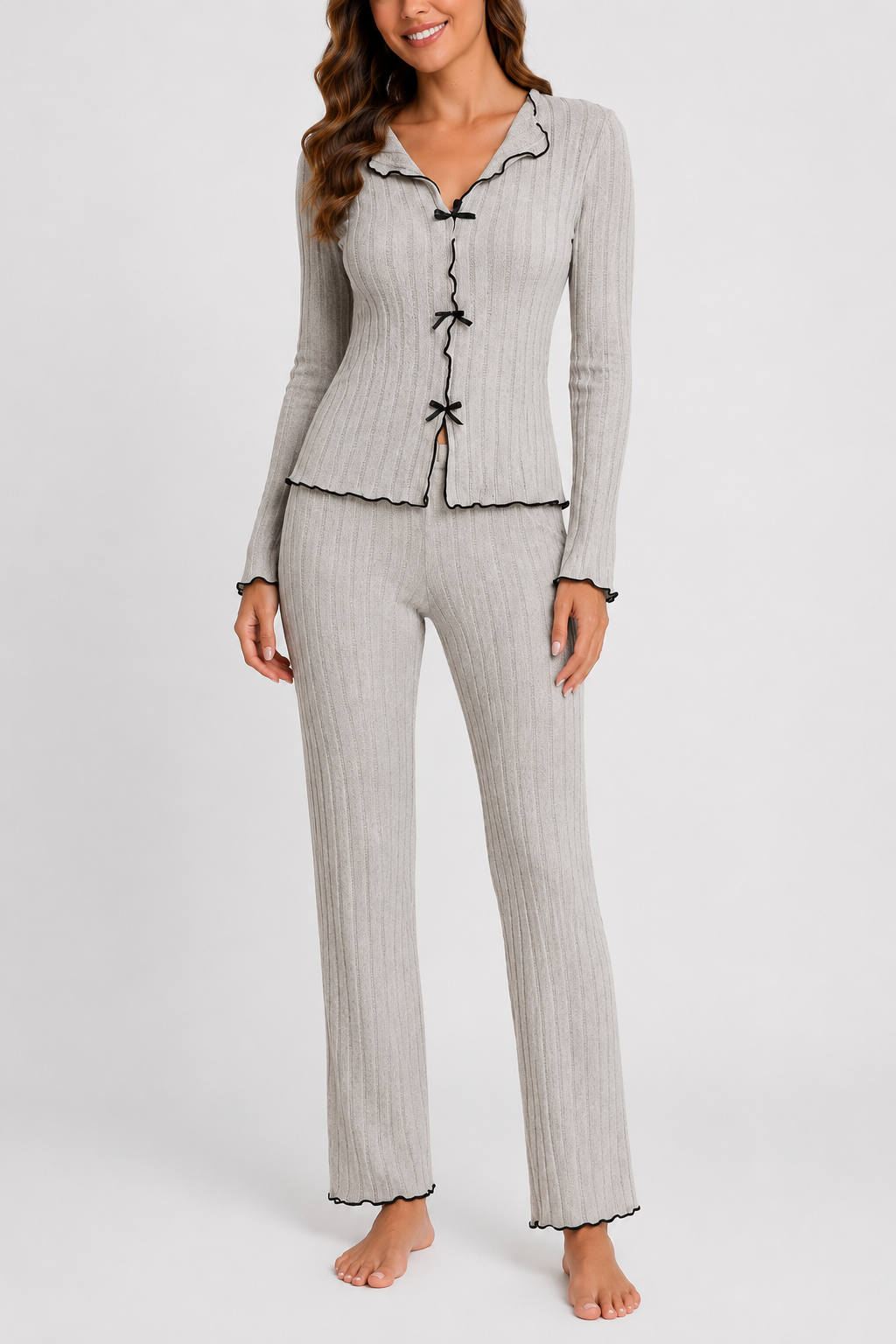 Pyjama côtelé à nœuds — Roseline — Amielle Paris