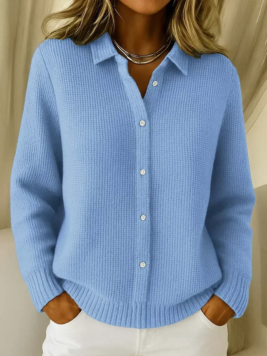 Amara — Cardigan en maille texturée à col — Amielle Paris