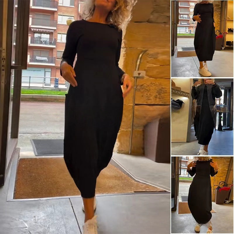 Quinn — Robe longue en maille unie — Amielle Paris