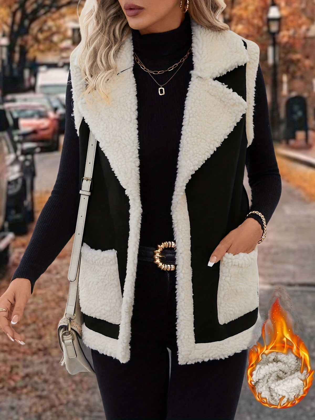 Gilet sans manches à doublure effet peau lainée — Amielle Paris