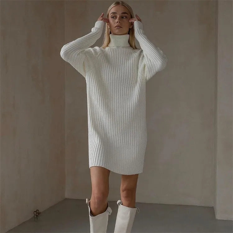 Edith — Robe pull côtelée à col roulé — vue principale