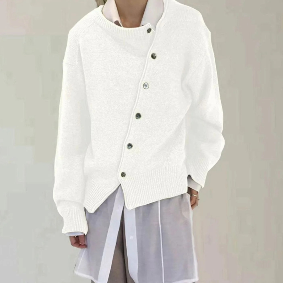 Uma — Cardigan boutonné à finitions côtelées — Amielle Paris