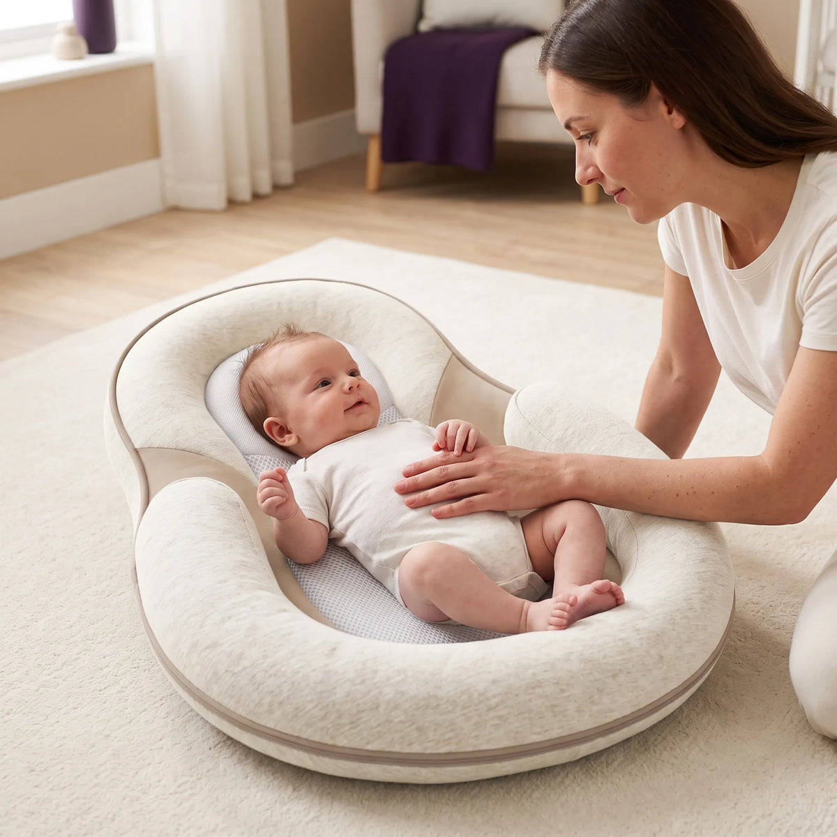 Coussin bébé ovale en coton — 59 × 40 cm — vue 2