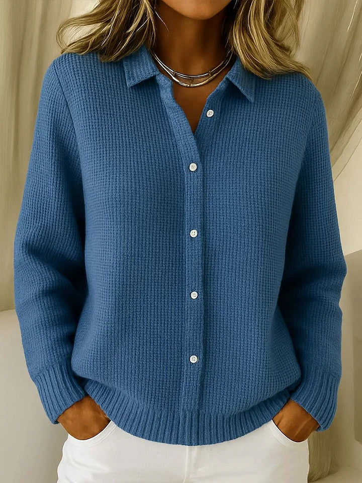 Amara — Cardigan en maille texturée à col — Amielle Paris