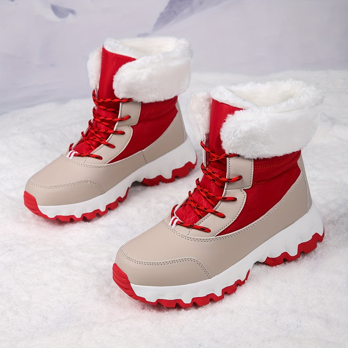 Bottines d'hiver à lacets et col en fausse fourrure — Amielle Paris