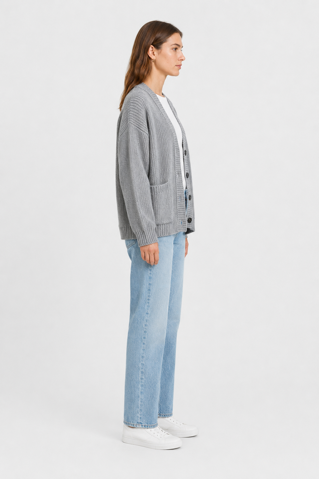 Cardigan long côtelé à manches amples — Amielle Paris