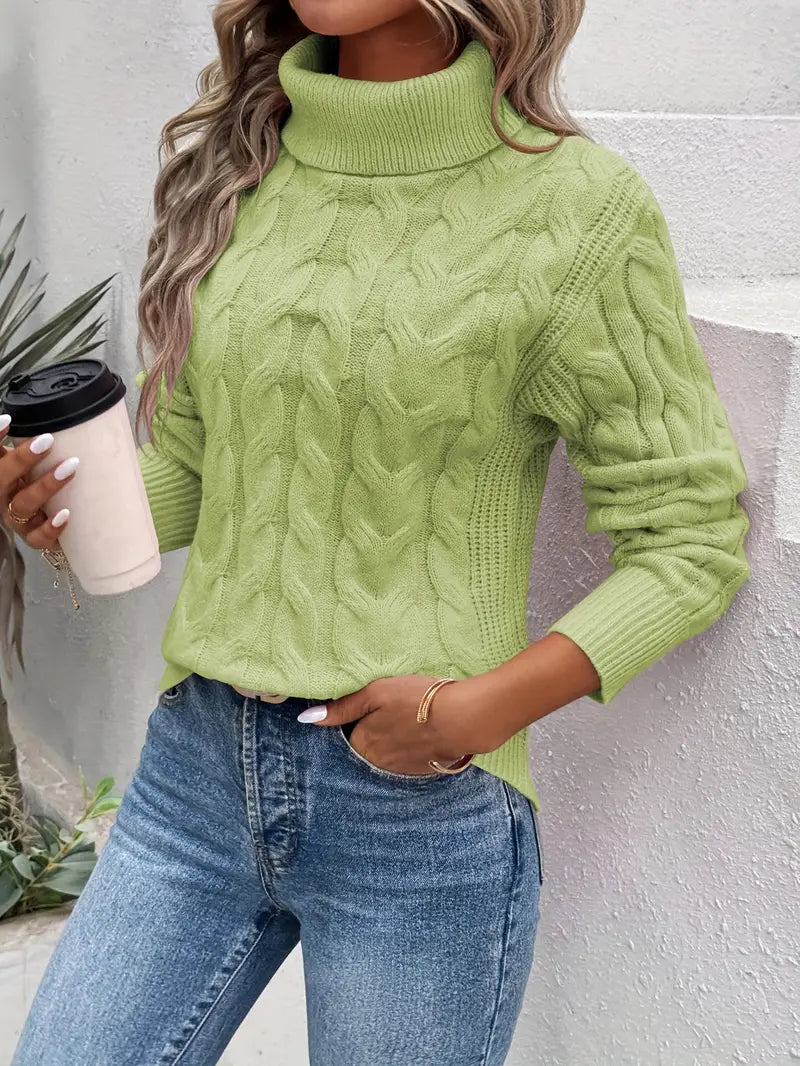 Pull torsadé à col roulé et finitions côtelées — Amielle Paris