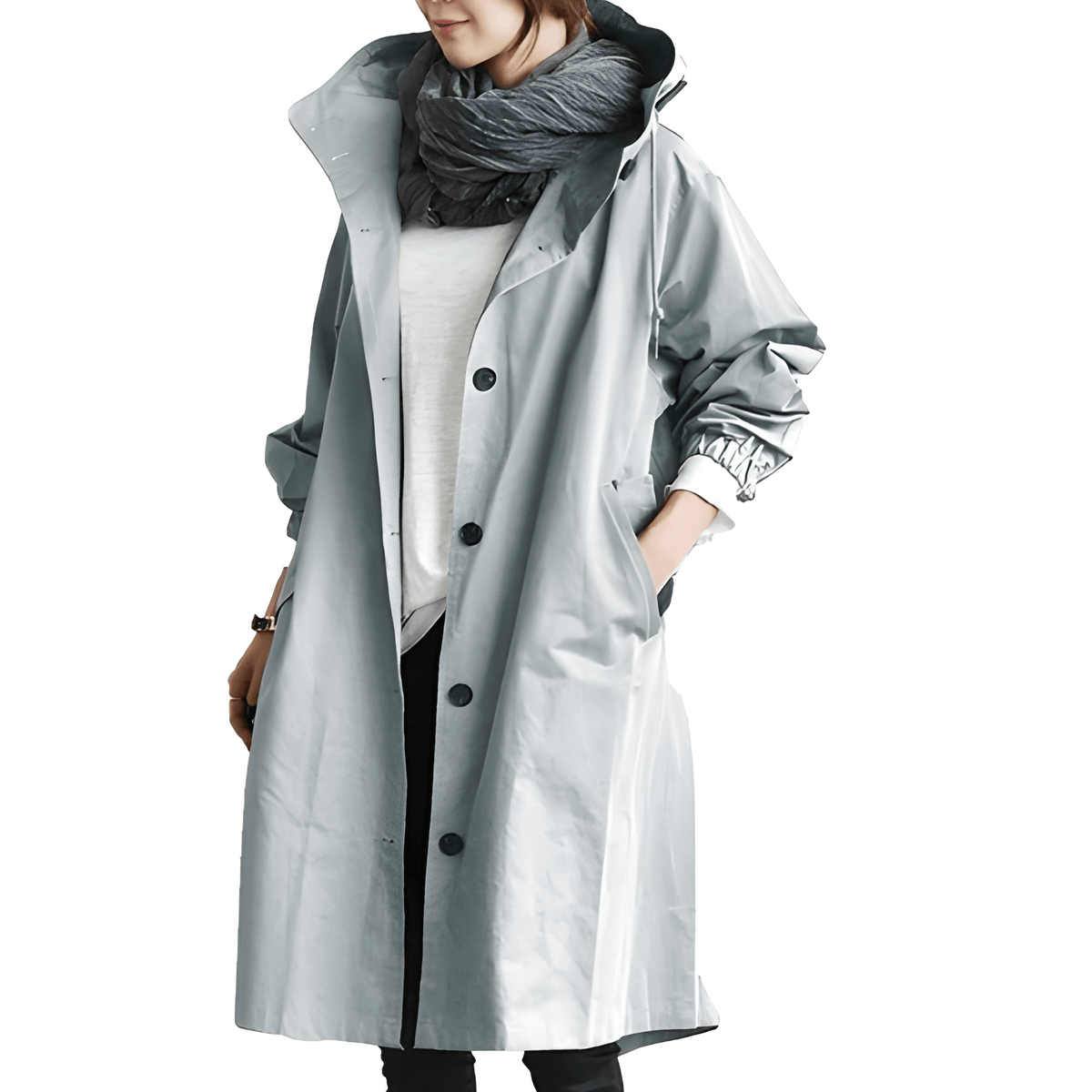 Parka ample à capuche et fermeture boutonnée — Amielle Paris