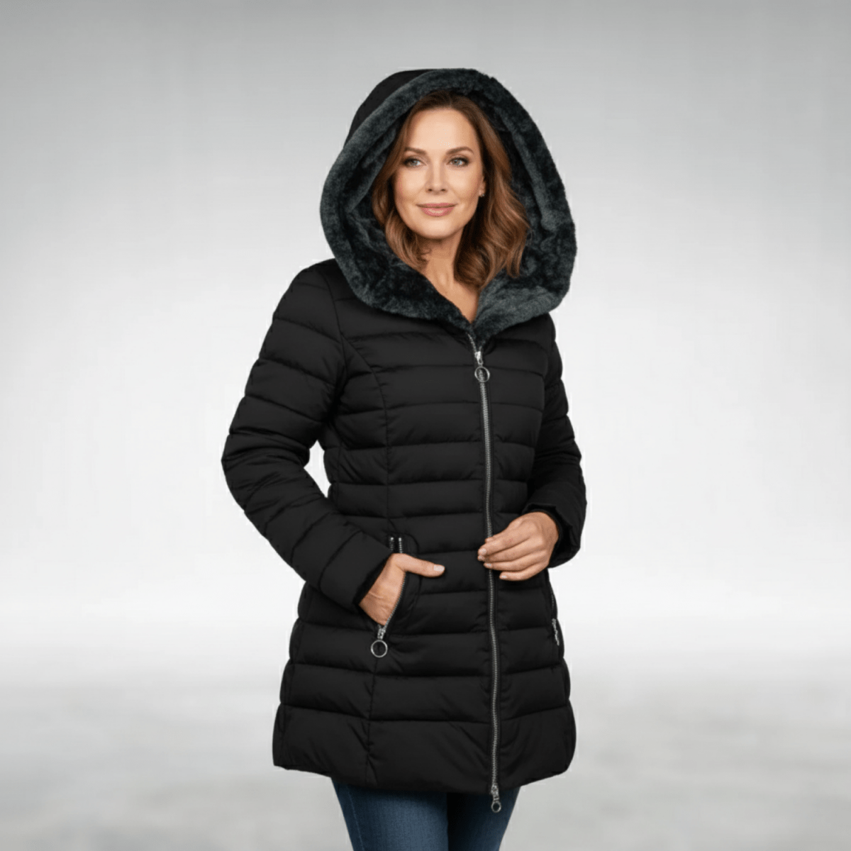 Jade — Veste matelassée à capuche doublée polaire — Amielle Paris