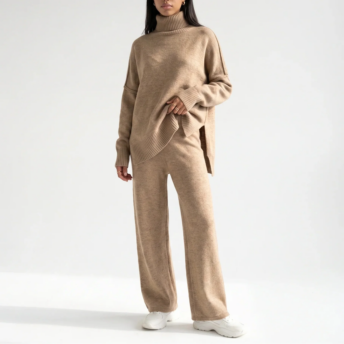Ensemble en maille à col roulé et pantalon large — Amielle Paris