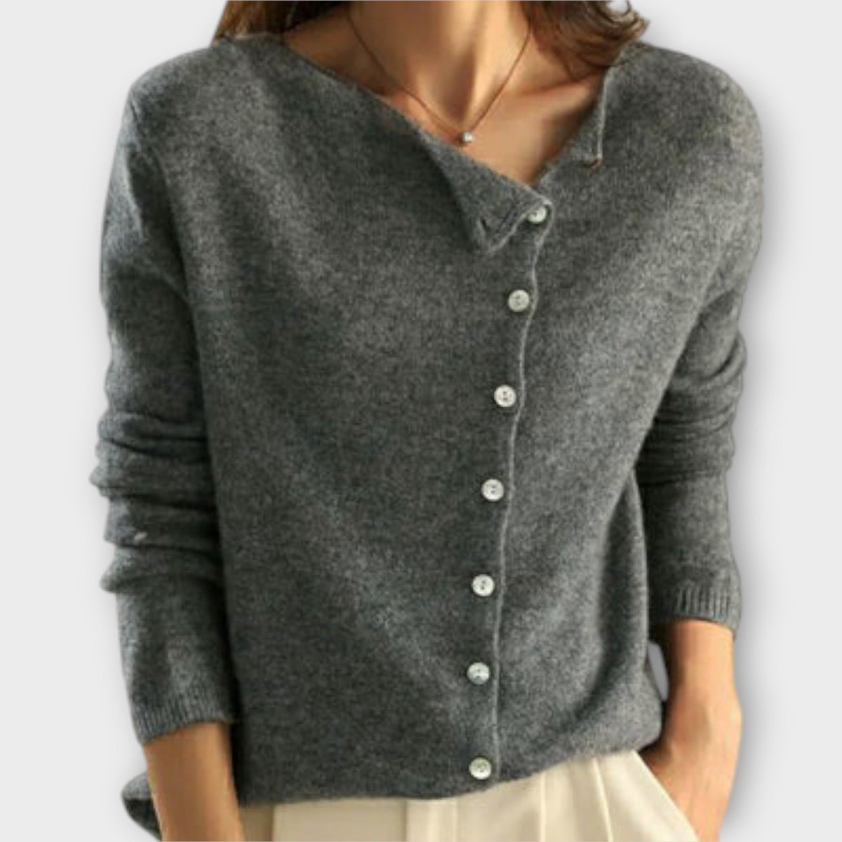 Paige | Cardigan gris boutonné