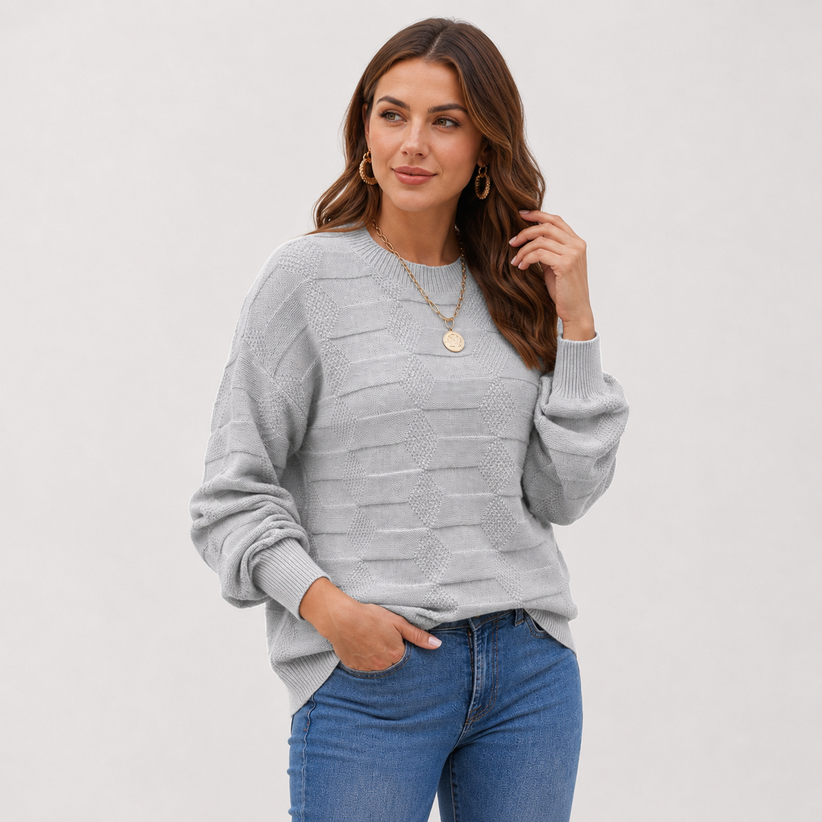 Pull texturé à manches bouffantes — Amielle Paris