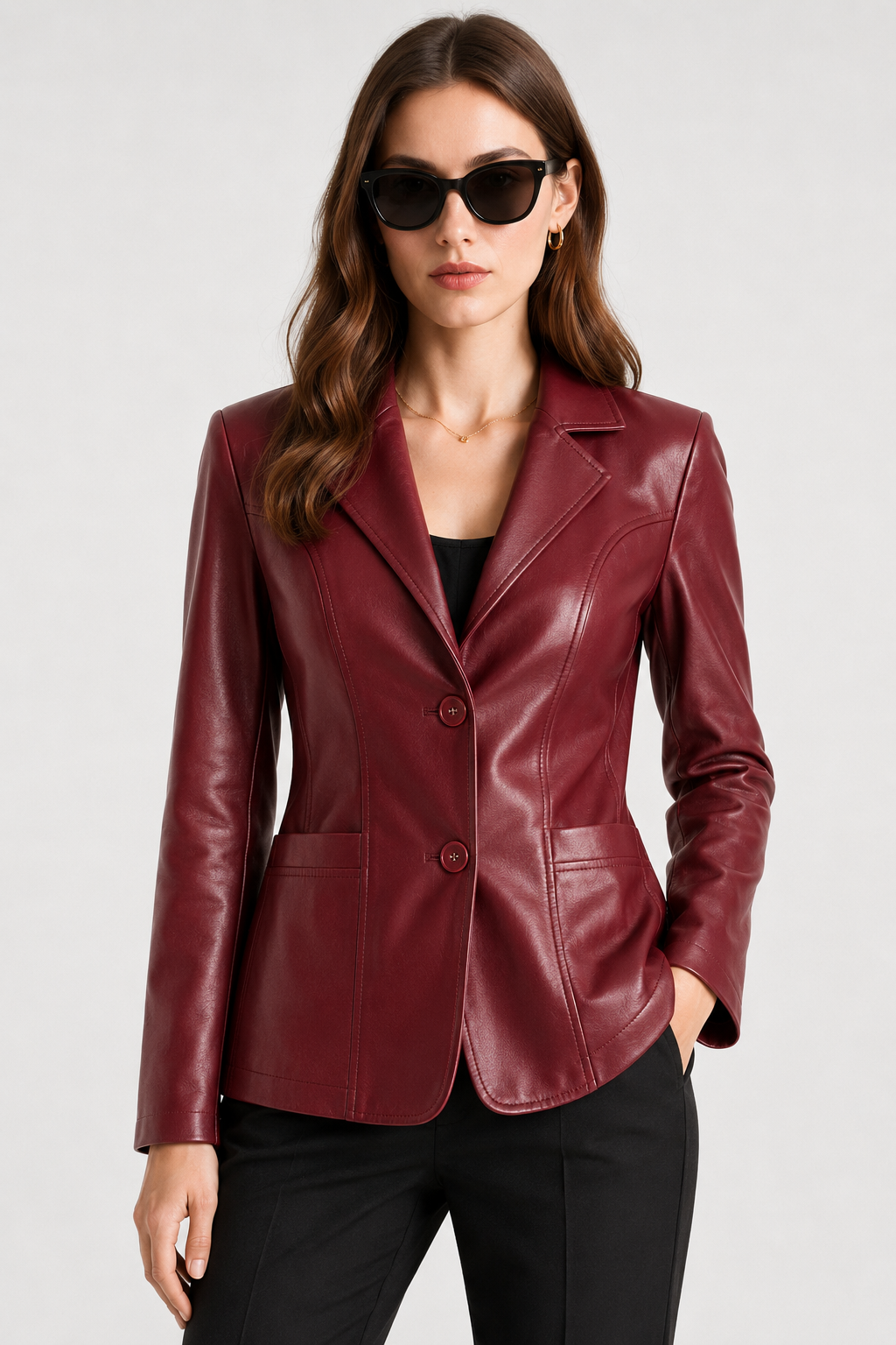 Blazer cintré à l'aspect cuir Heidi — Amielle Paris