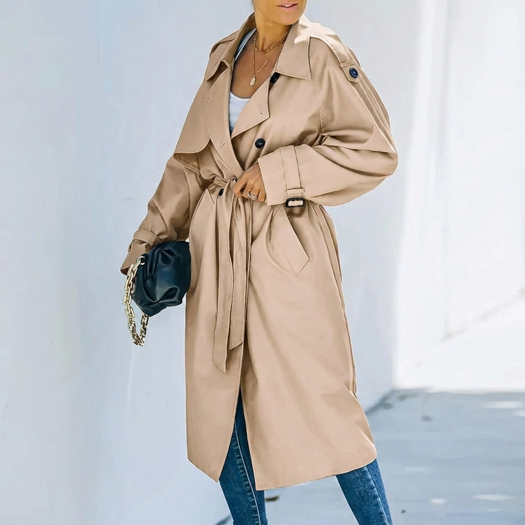 Talia — Trench ceinturé à bavolet — Amielle Paris