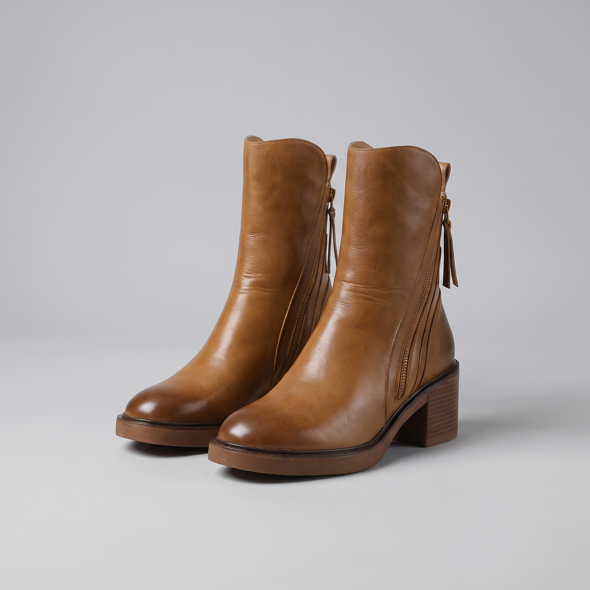 Ninon | Bottines zippées à talon bloc