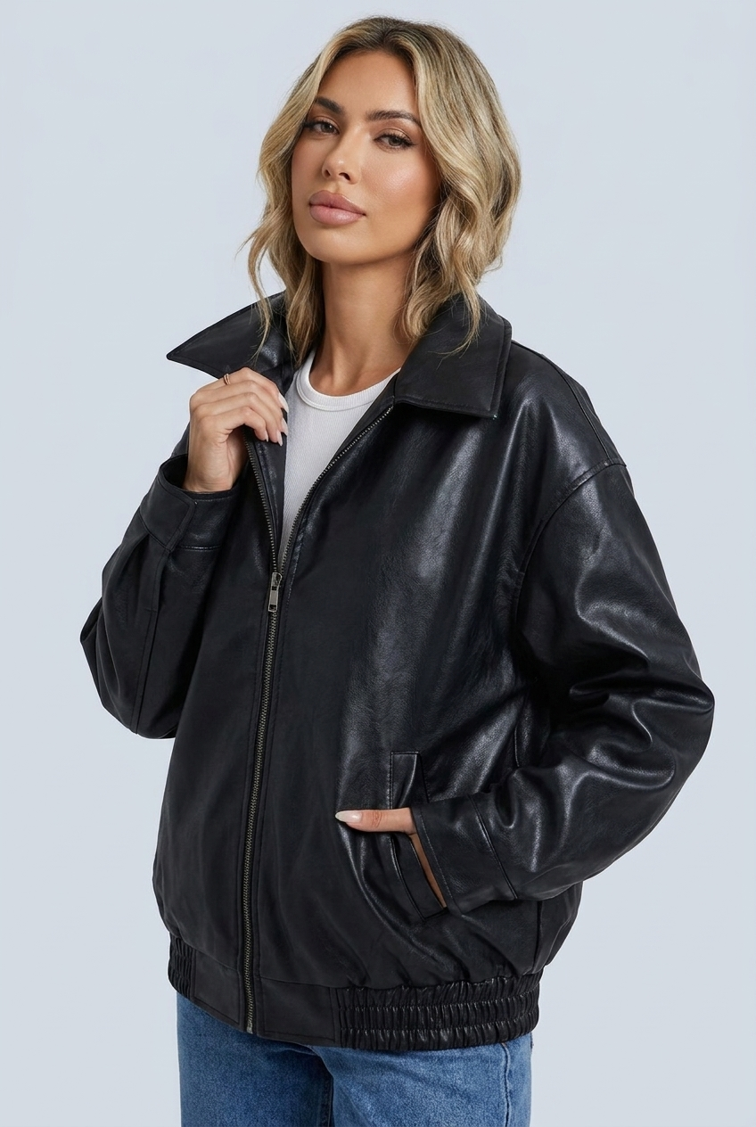 Romane — Veste zippée effet cuir à revers — Amielle Paris
