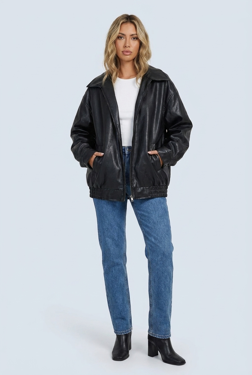 Romane — Veste zippée effet cuir à revers — Amielle Paris