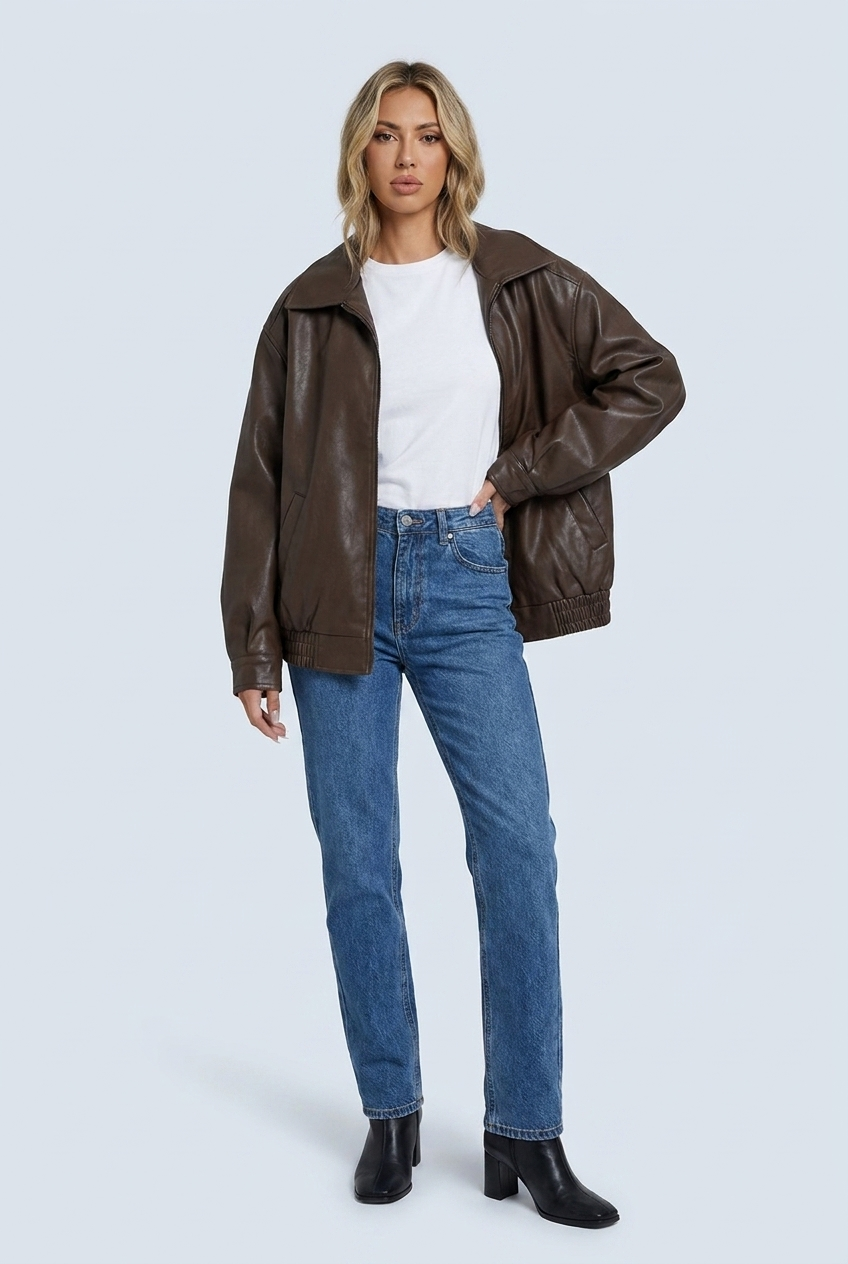 Romane — Veste zippée effet cuir à revers — Amielle Paris