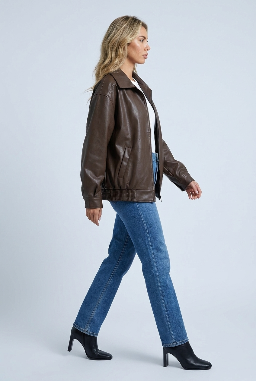 Romane — Veste zippée effet cuir à revers — Amielle Paris