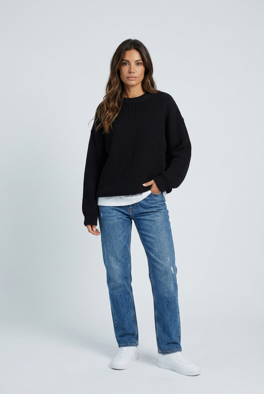 Pull ample en grosse maille côtelée — Manon — Amielle Paris