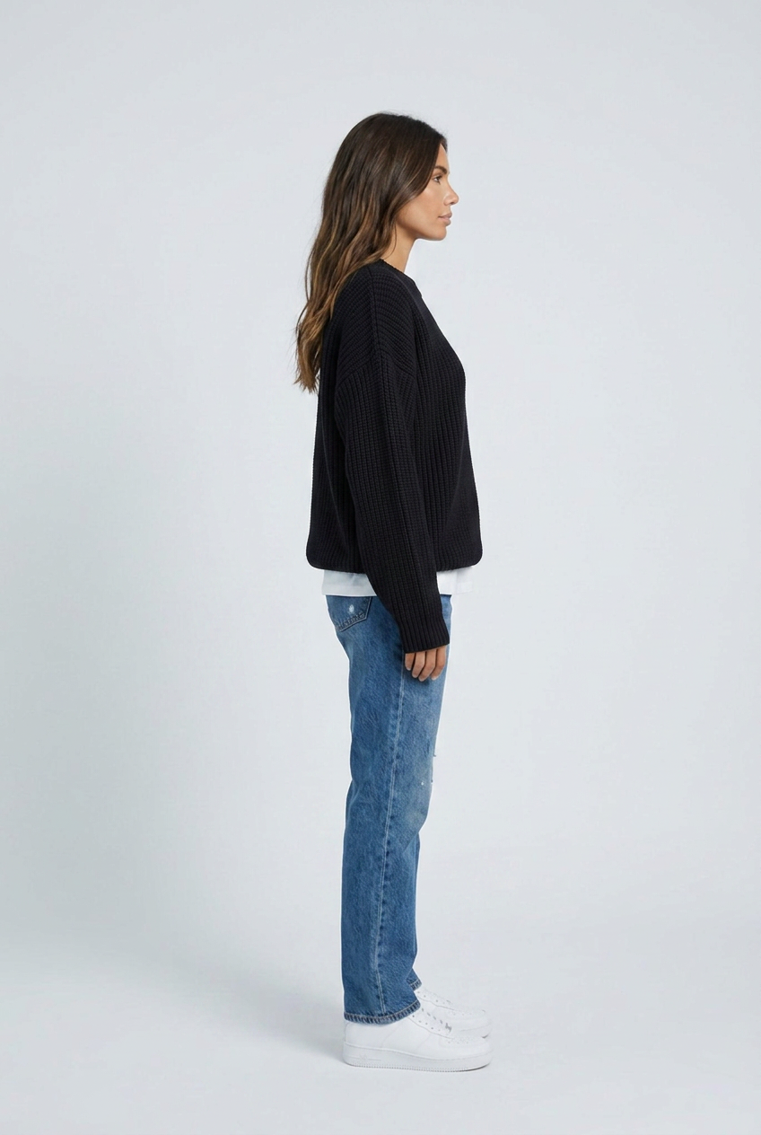 Pull ample en grosse maille côtelée — Manon — Amielle Paris