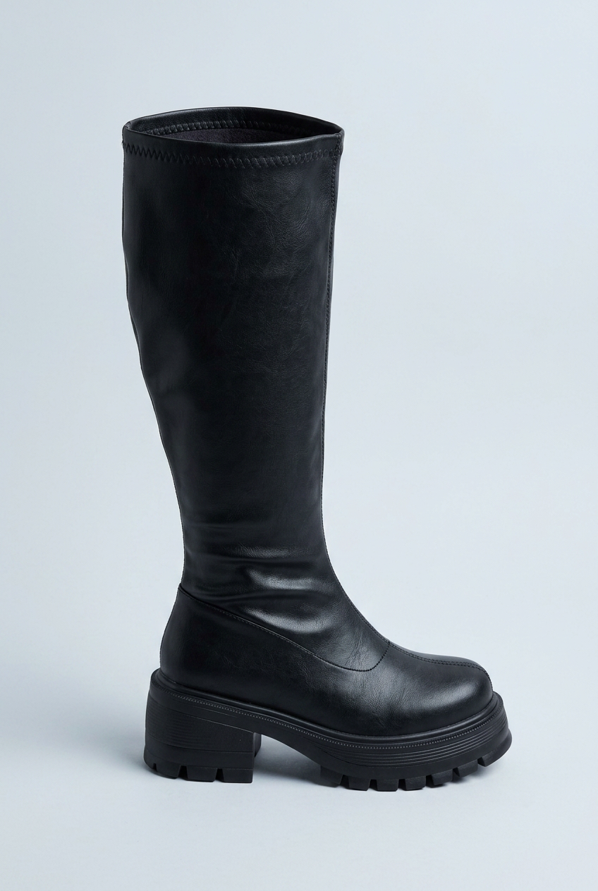 Bottes hautes à plateforme et talon bloc