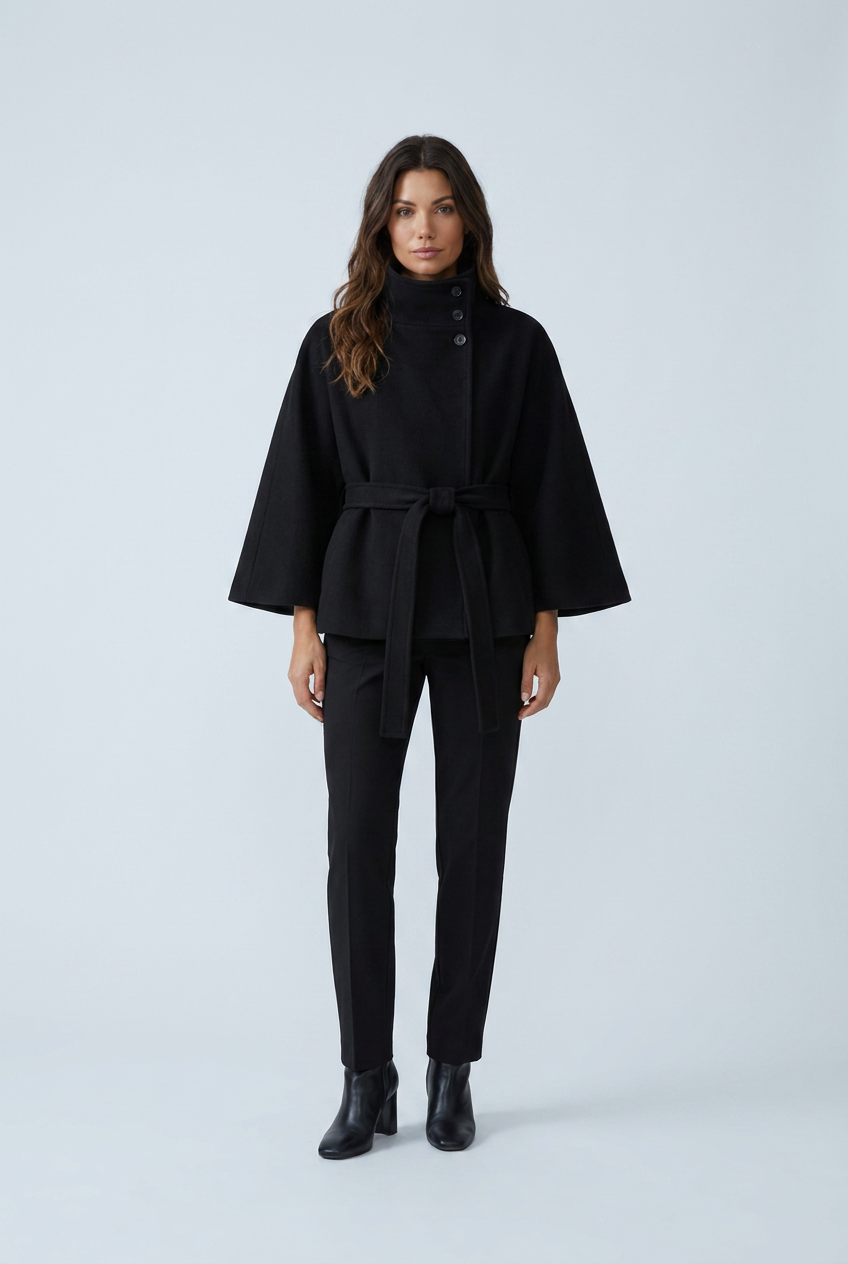 Manteau cape ceinturé — Ivana — Amielle Paris