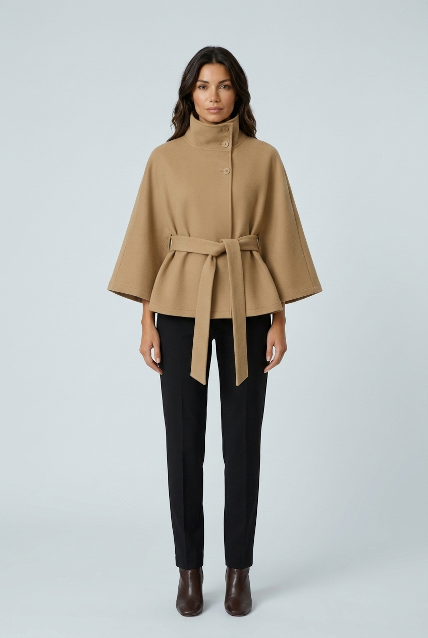 Manteau cape ceinturé — Ivana — Amielle Paris