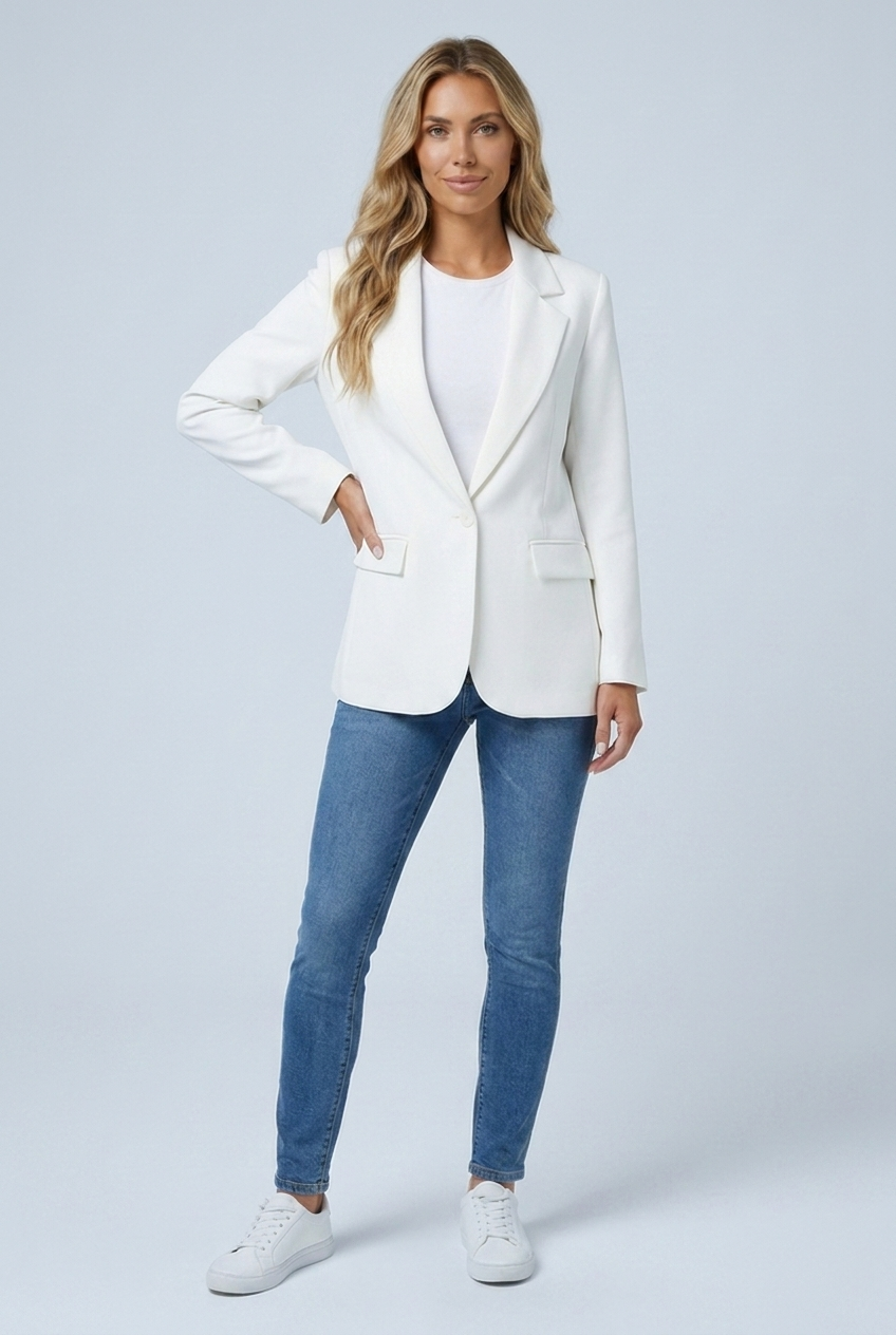 Blazer long ample à col cranté — Amielle Paris