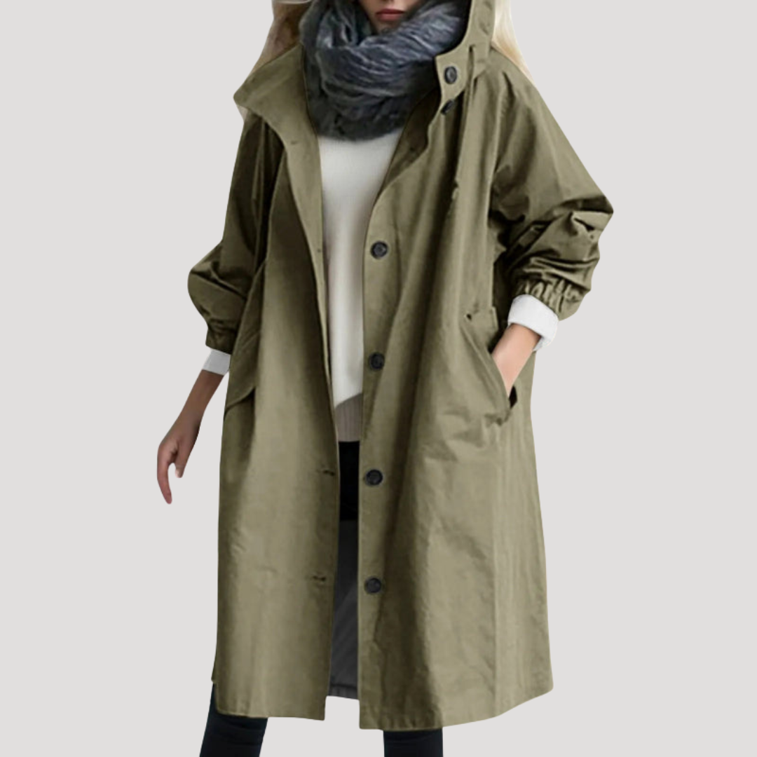 Parka longue à capuche et devant boutonné — Amielle Paris
