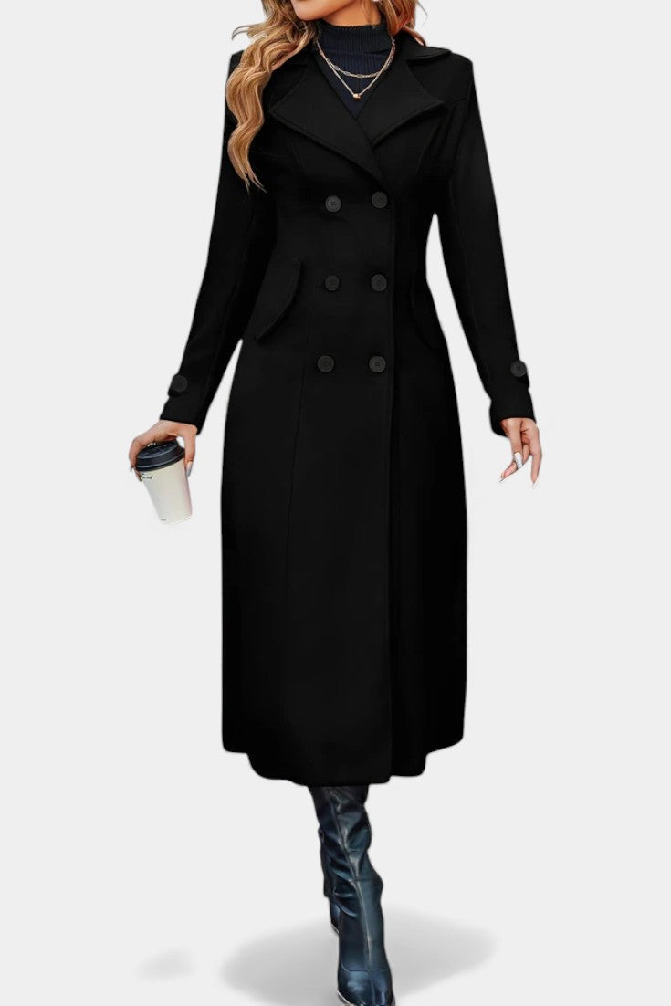 Ruby — Manteau long croisé à col cranté — Amielle Paris