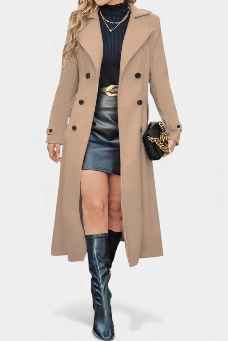 Ruby — Manteau long croisé à col cranté — Amielle Paris