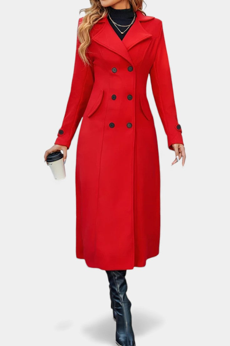 Ruby — Manteau long croisé à col cranté — Amielle Paris