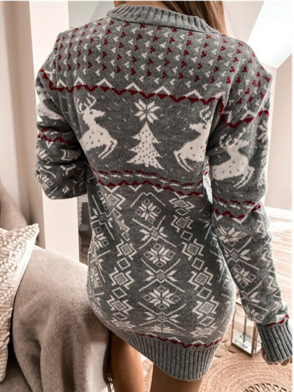 Yvonne — Robe pull de Noël en jacquard — Amielle Paris