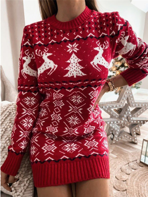 Yvonne — Robe pull de Noël en jacquard — Amielle Paris