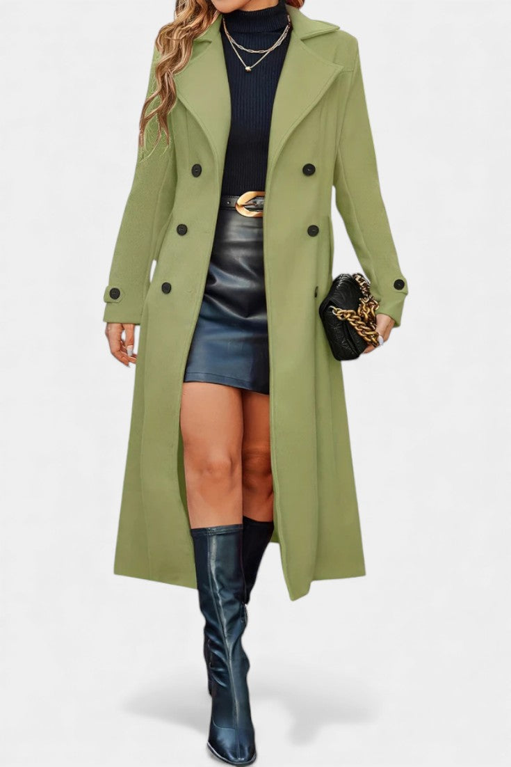 Ruby — Manteau long croisé à col cranté — Amielle Paris