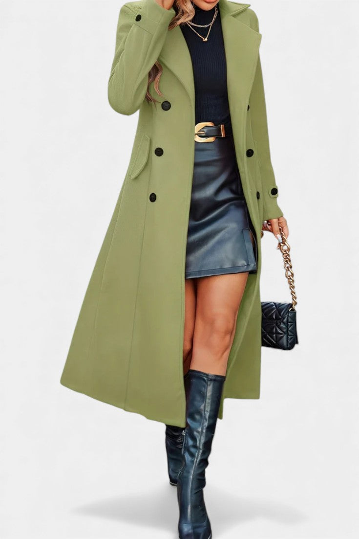 Ruby — Manteau long croisé à col cranté — Amielle Paris
