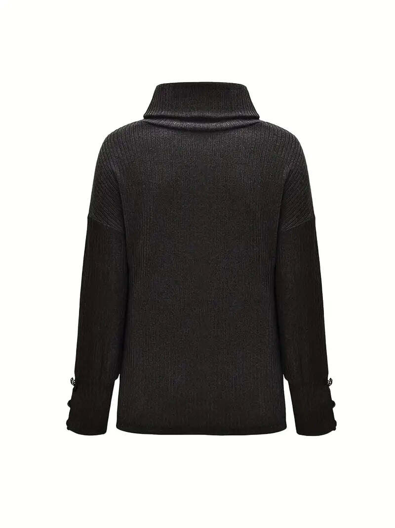 Zoé — Pull ample à col roulé et poignets boutonnés — Amielle Paris