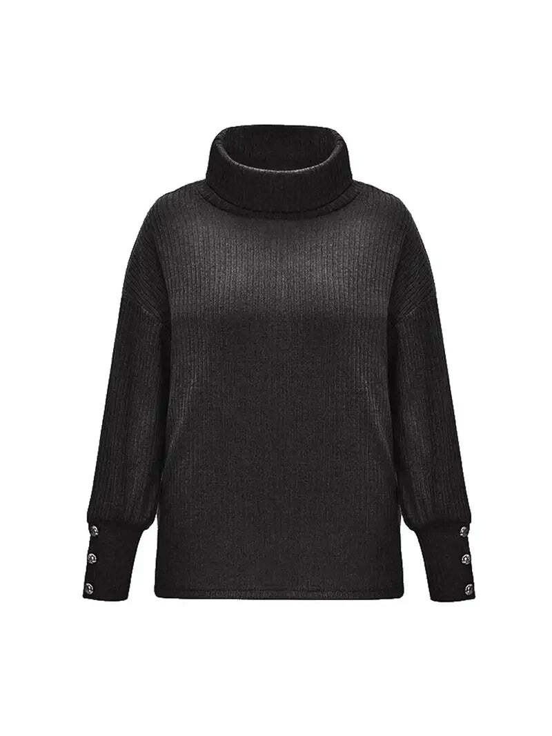 Zoé — Pull ample à col roulé et poignets boutonnés — Amielle Paris