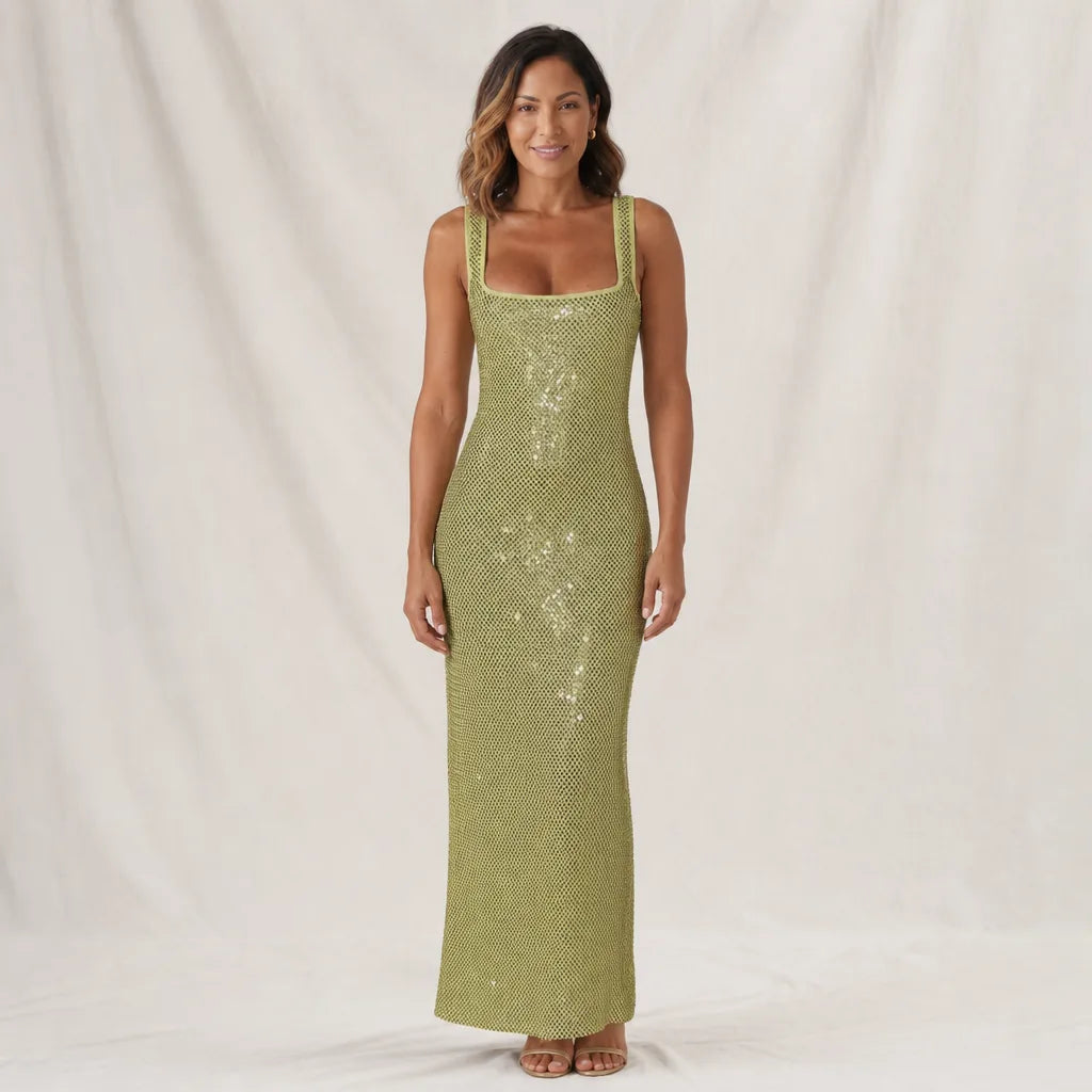 Iris — Robe longue à sequins, fines bretelles — vue 7