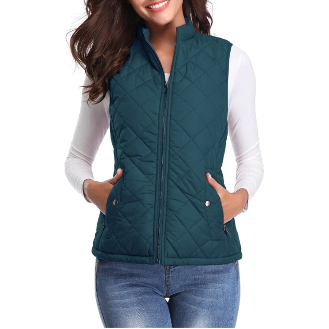 Fiona — Gilet matelassé sans manches à col montant — Amielle Paris